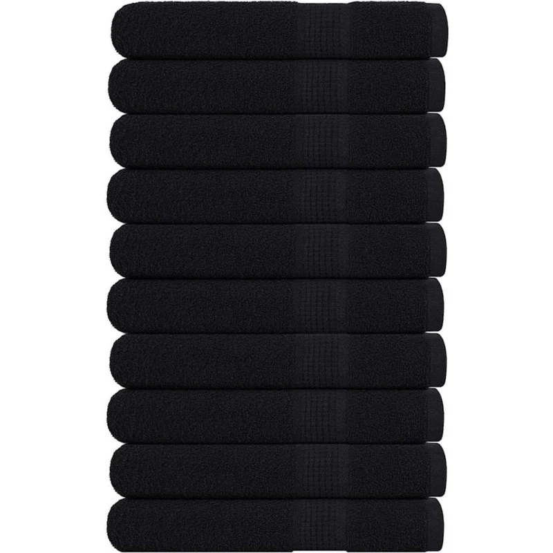 Håndklæder 10 stk. 100x200 cm 360 g/m² - Sort