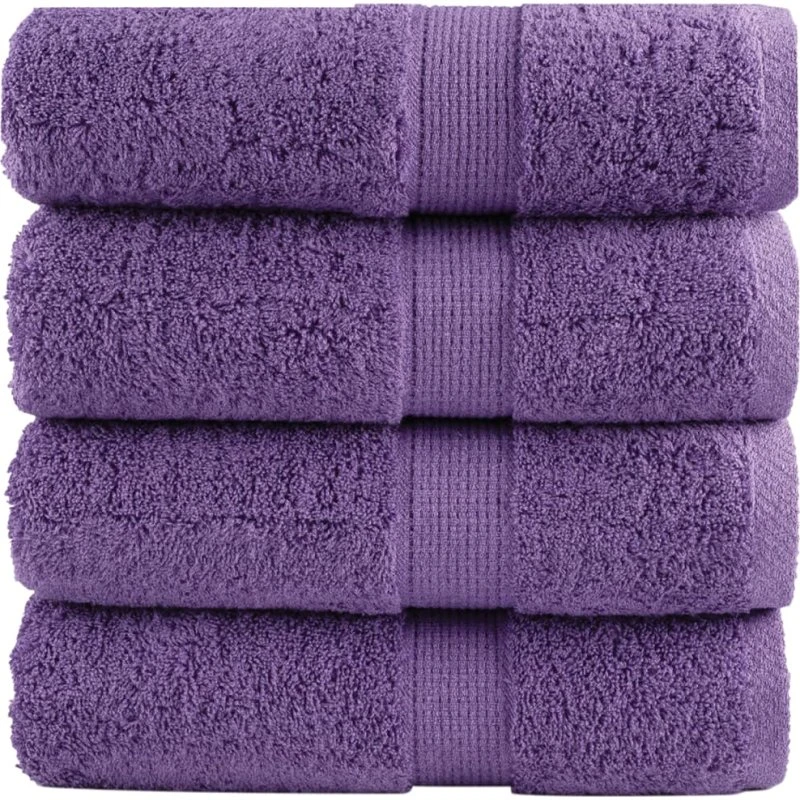 Gæstehåndklæder SOLUND 4 stk 30x50 cm 600 g/m² - Lilla