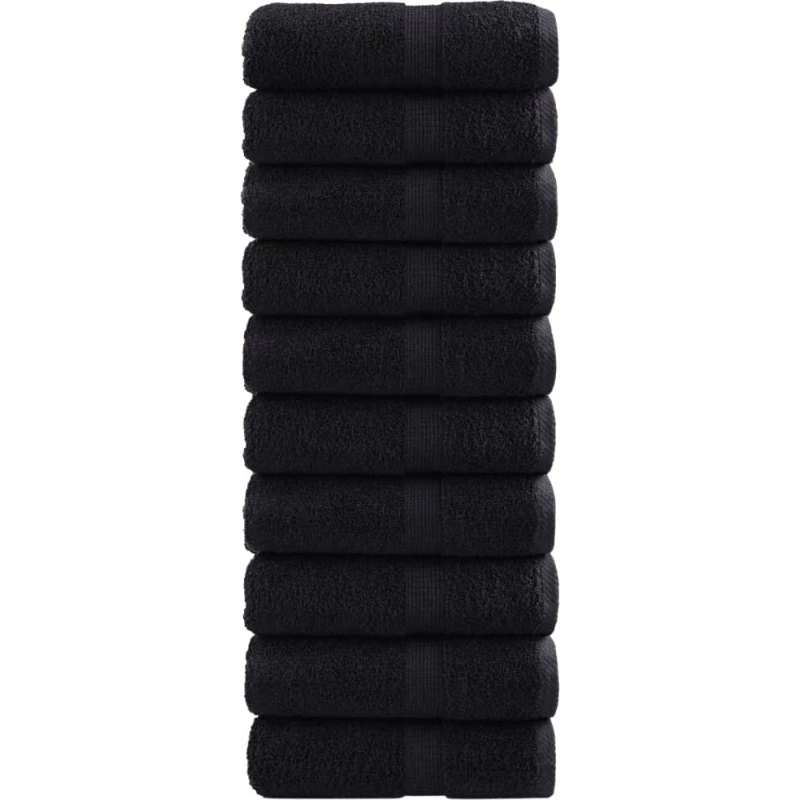 Gæstehåndklæder SOLUND 10 stk Premium 30x50 cm 600 g/m² Sort