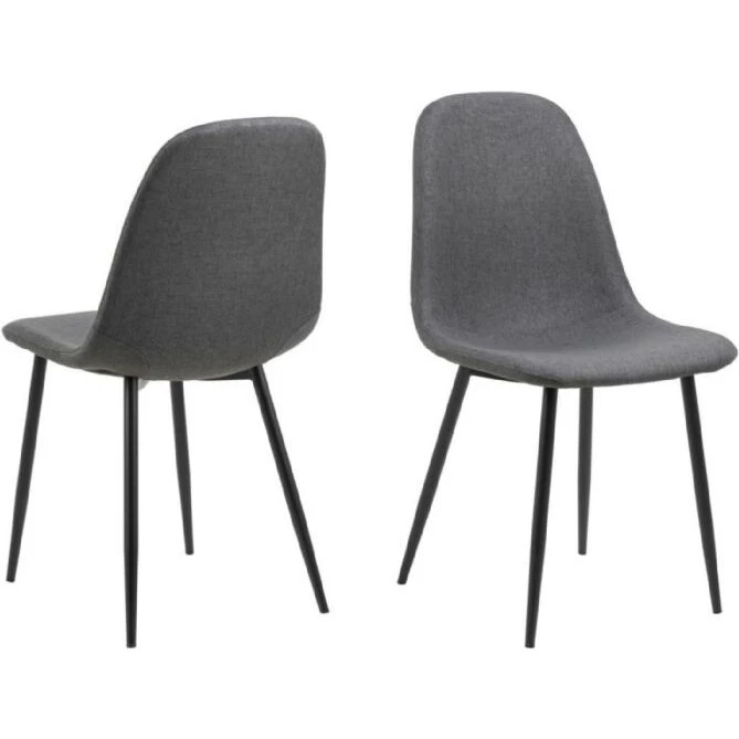 Celia spisebordsstol - mørkegrå Nesia stof, sort stel (44x86x54 cm)