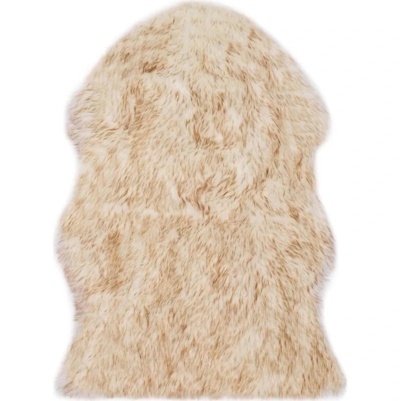 Kunstigt fårelæder gulvtæppe 60x90 cm – brunmeleret