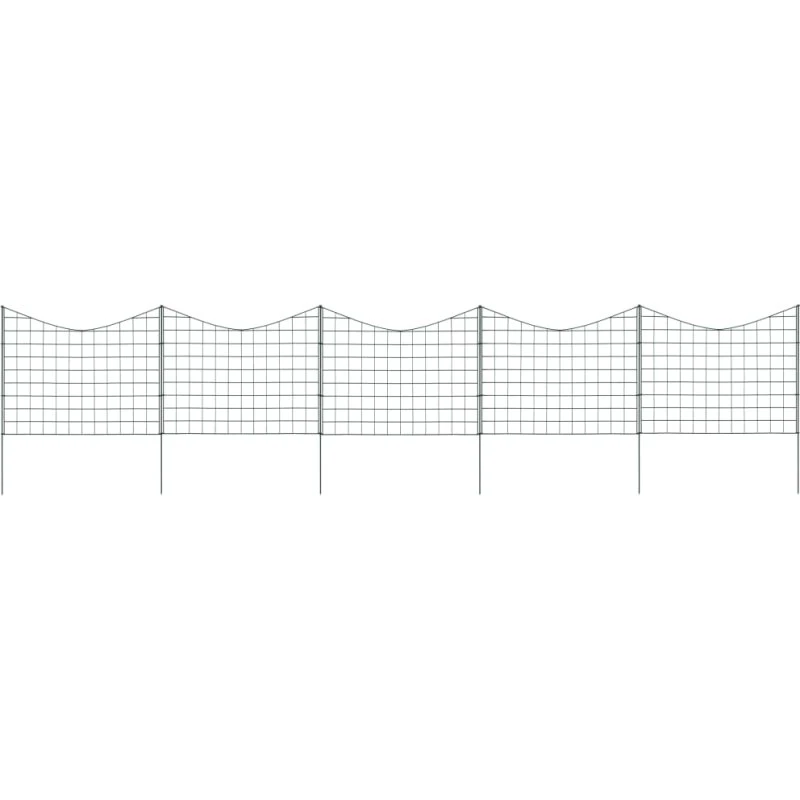 Halvbuet havehegnssæt 77,5×64 cm – grønt, 5 paneler