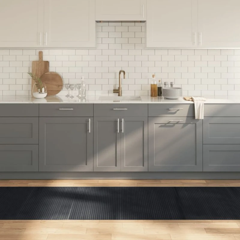 Bambusgulvtæppe 80x500 cm rektangulært - Sort