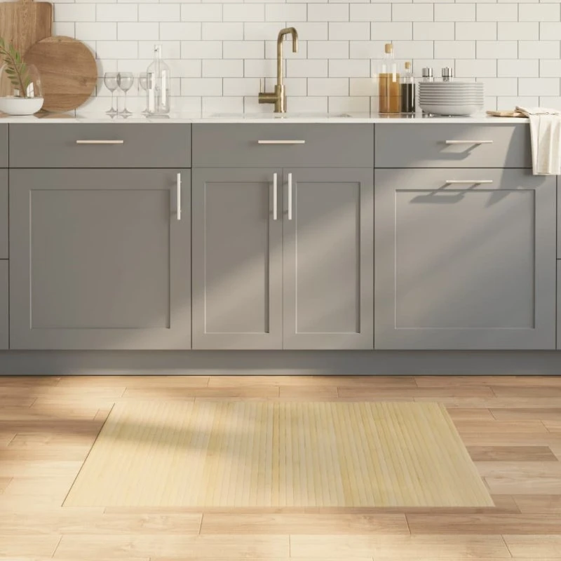 Bambus gulvtæppe 70x100 cm rektangulær - lys natur