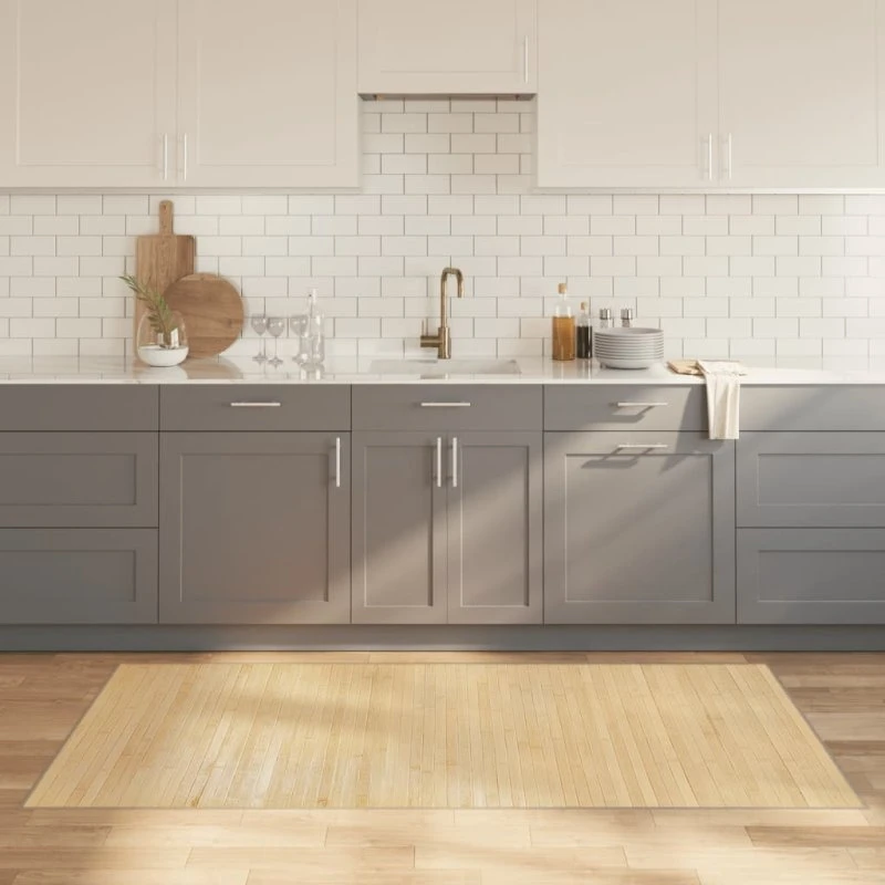 Bambusgulvtæppe 100x200 cm – lys naturfarvet, skridsikker