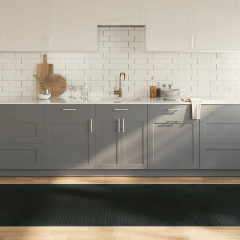 Bambus gulvtæppe 100x1000 cm rektangulær - grå