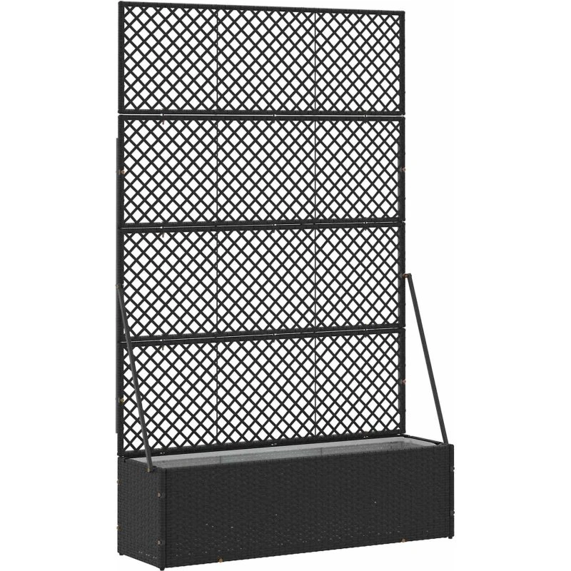 Sort rektangulær metal plantekasse 105x30x170 cm