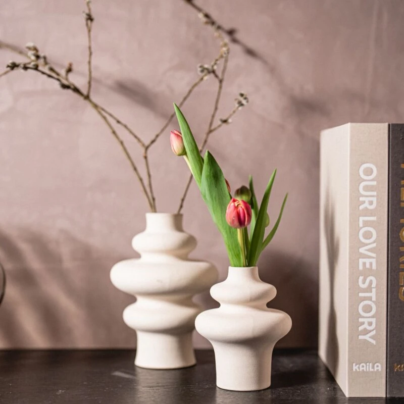 Olsen Home Snoet keramikvase, 2 stk - hvid