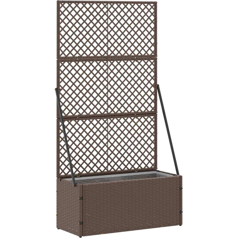 Brun metal plantekasse 70x30x135 cm - moderne udendørs