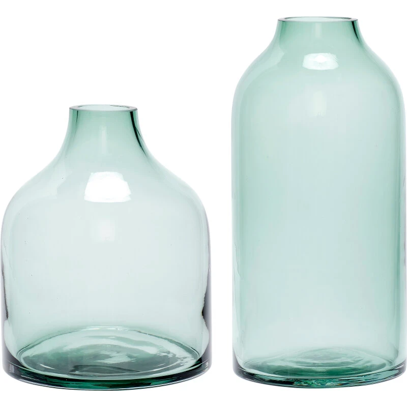 Hübsch glasvase med hank, sæt 2 (Ø17×21 & Ø14×28 cm)