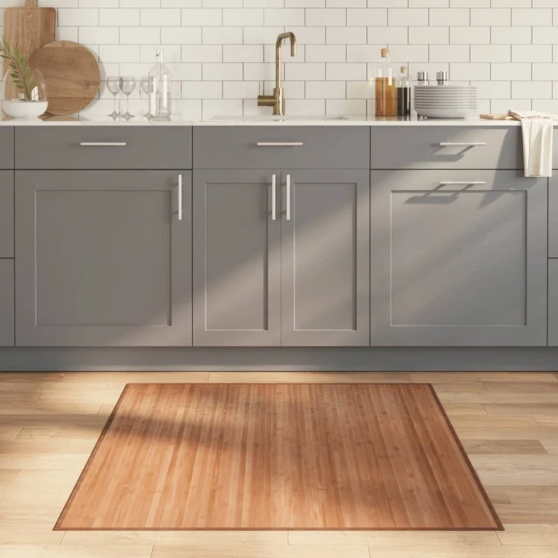 Bambus gulvtæppe 100x100 cm naturfarvet