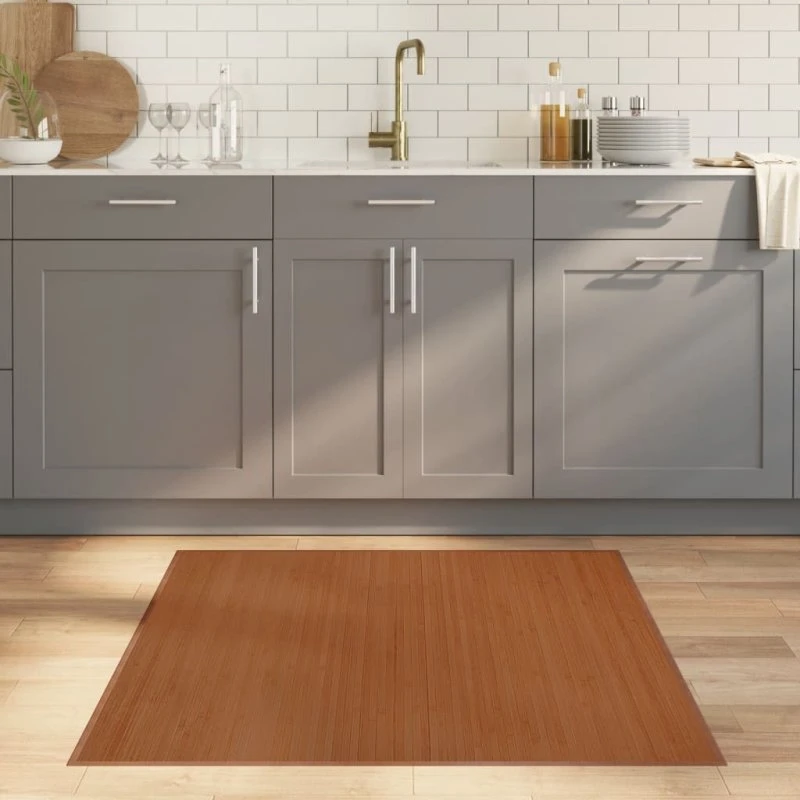 Bambus gulvtæppe 100x100 cm – firkantet, brun