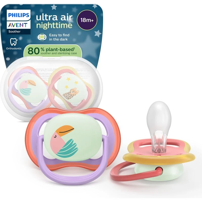 Philips Avent Ultra Air Nighttime sut +18 m, lilla/lyserød, 2 stk