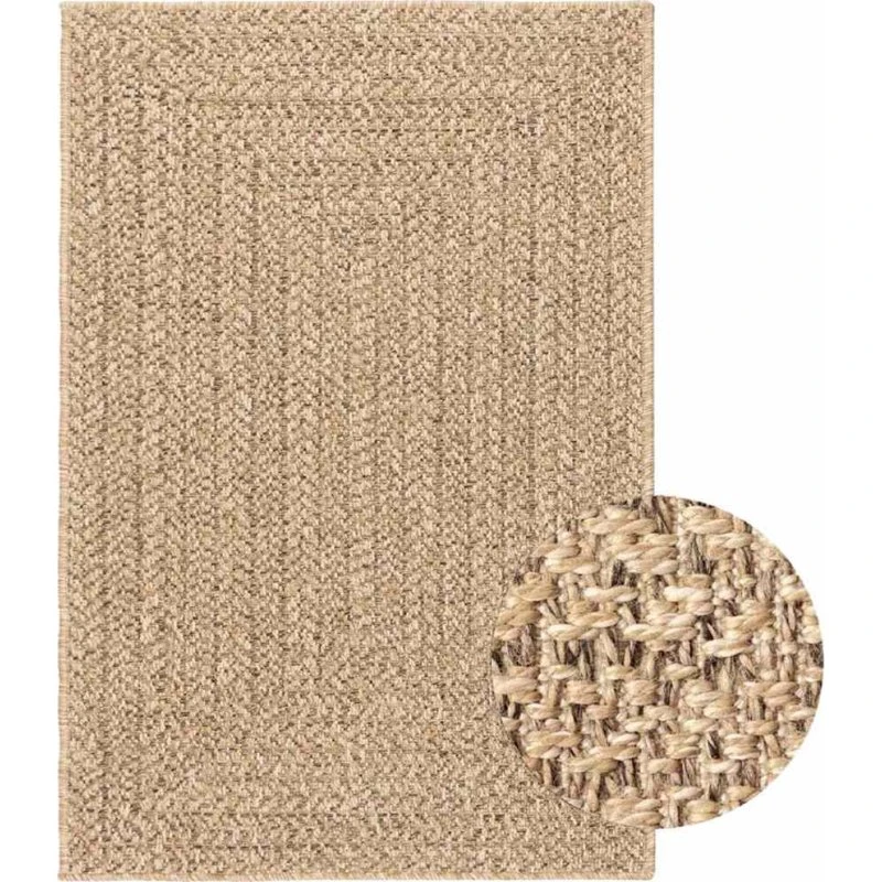 Gulvtæppe ZIZUR 100x200 cm beige – jute-look indendørs/udendørs