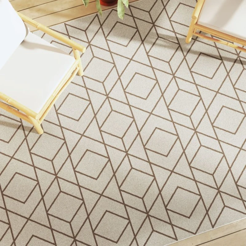 Gulvtæppe 190x300 cm inde/ude skridsikkert kort luv