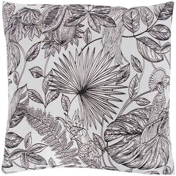 Borg Living pyntepude 45x45 cm – sort med fugleprint