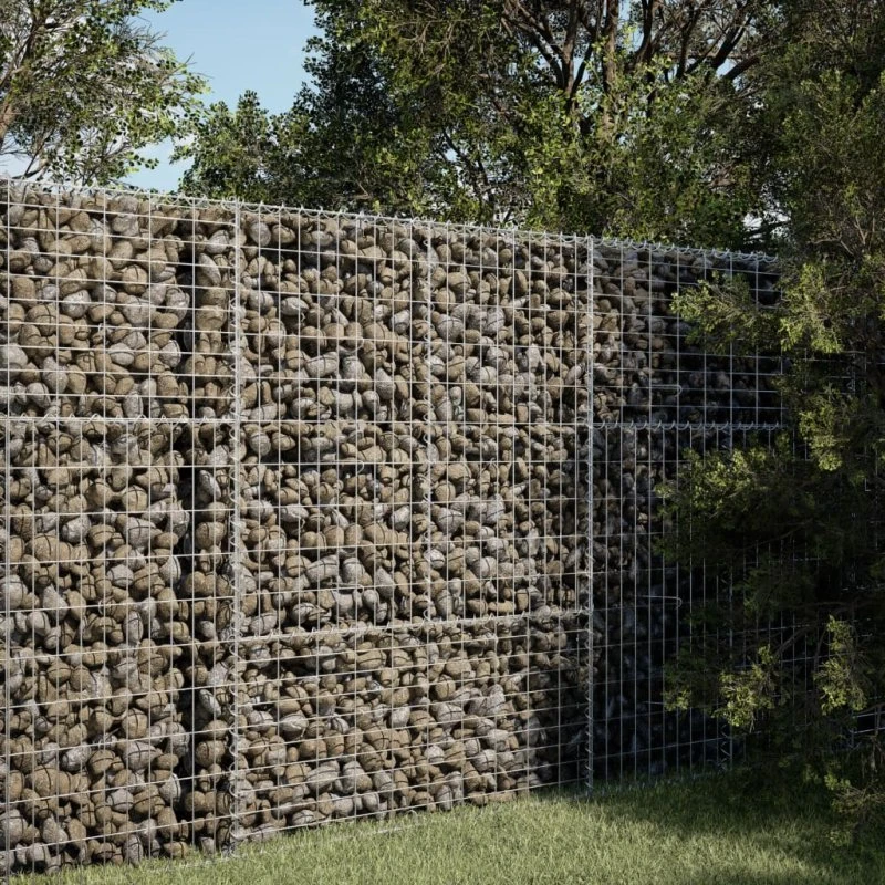 Gabionkurv med låg 100x100x150 cm, galvaniseret jern