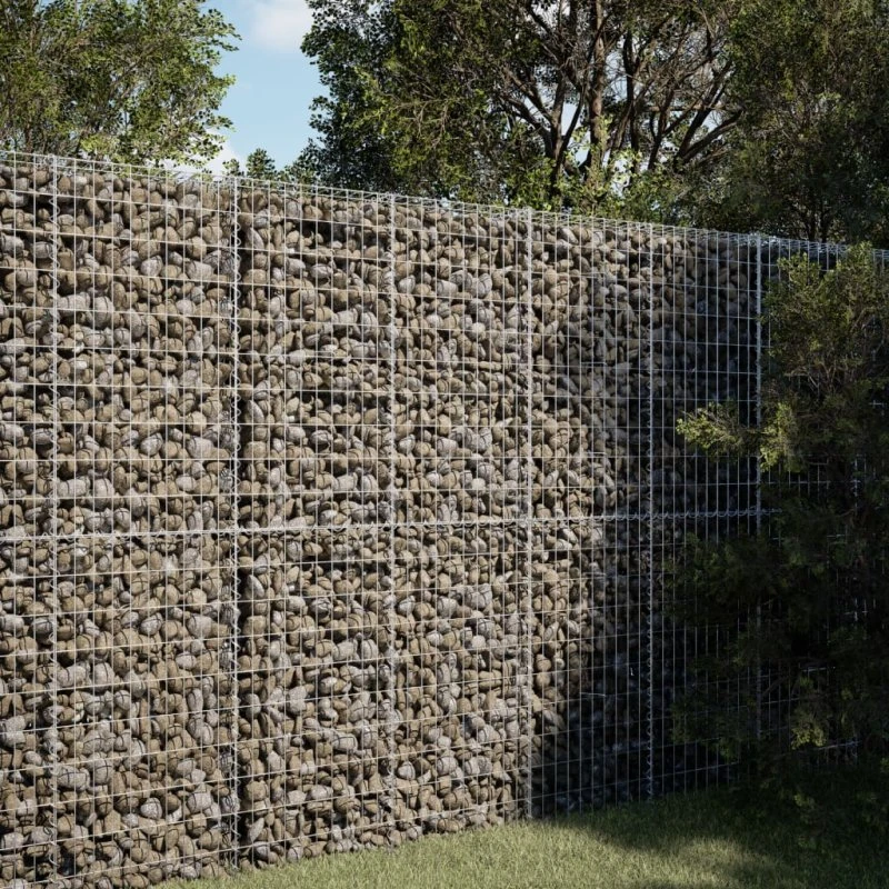 Gabionkurv med cover 100x100x200 cm, galvaniseret jern
