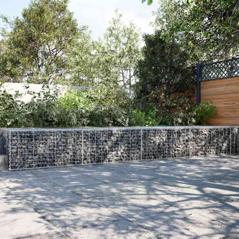 Gabionkurv med cover 500x100x50 cm - galvaniseret