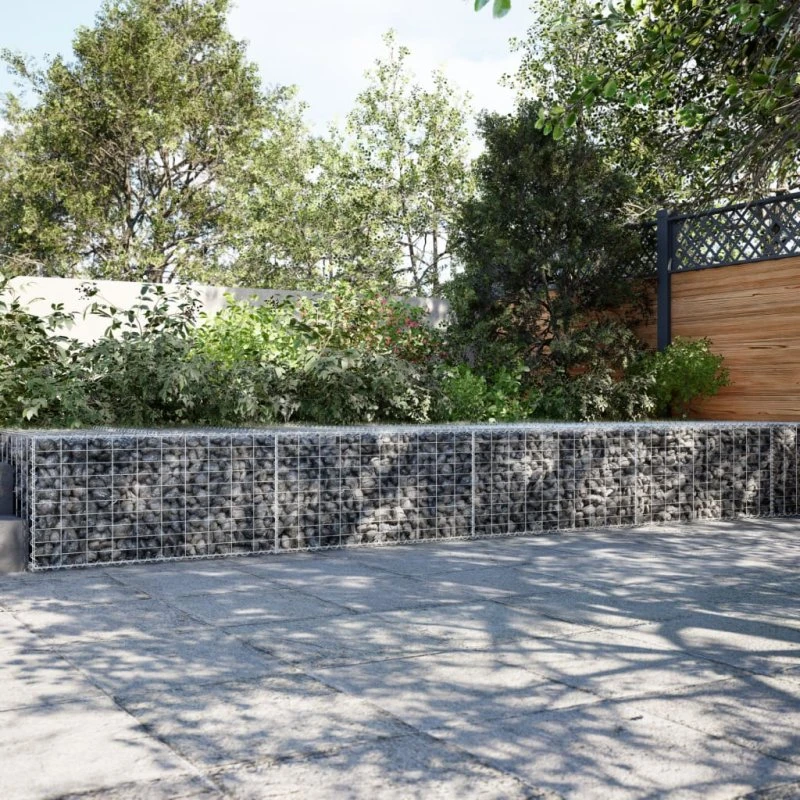 Gabionkurv med cover 700×100×50 cm, galvaniseret stål