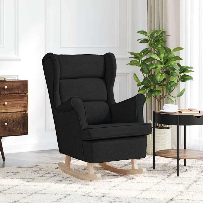 Gyngestol i sort stof 74x90x102 cm - komfortabel lænestol