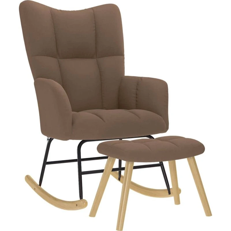 Gyngestol med fodskammel i brun polyester