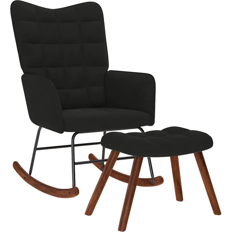 Sort gyngestol med skammel i fløjl