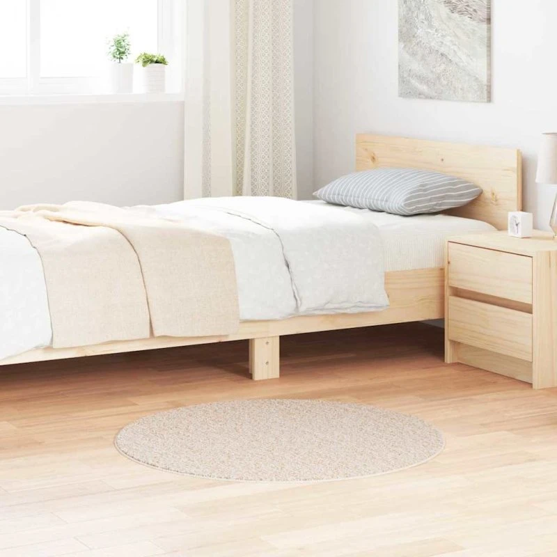 Anti-slip Shaggy tæppe creme 90x90 cm – skridsikkert PP