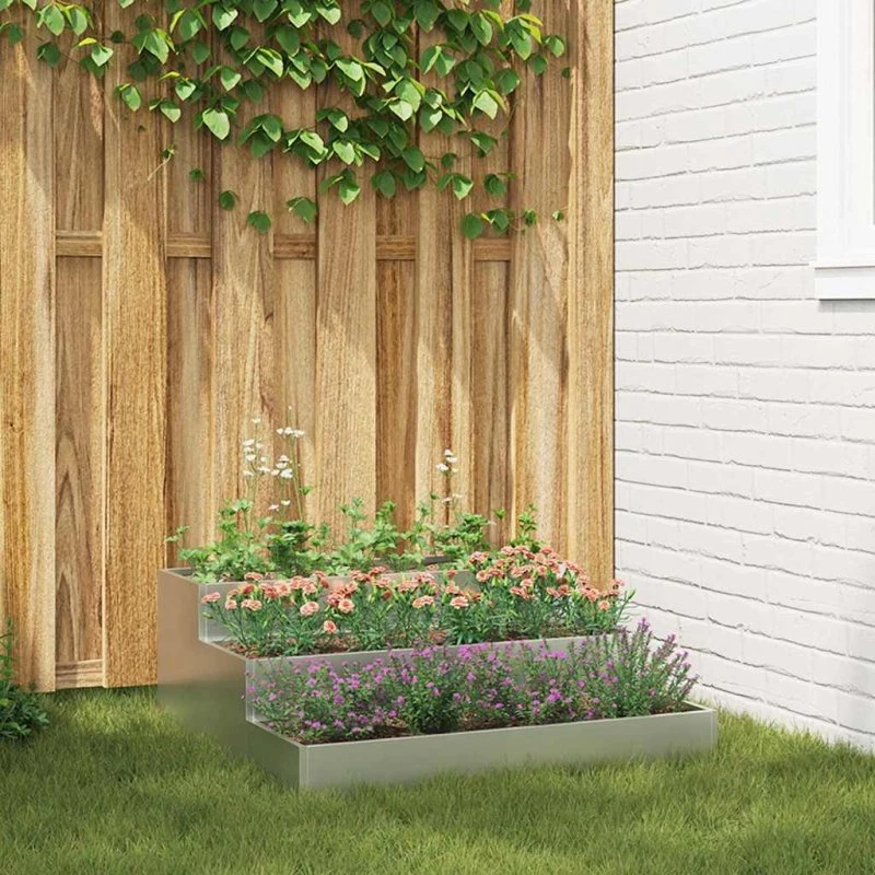 Blomsterkrukke i galvaniseret stål 90×90×35 cm, sølv