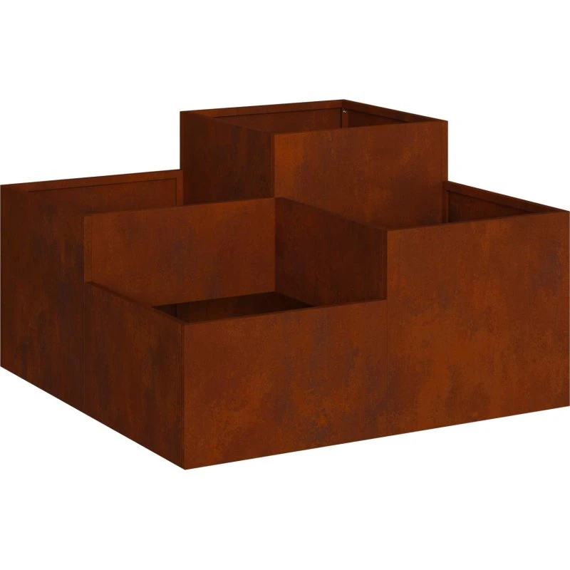 Rektangulær havekrukke i cortenstål 80x80x48 cm