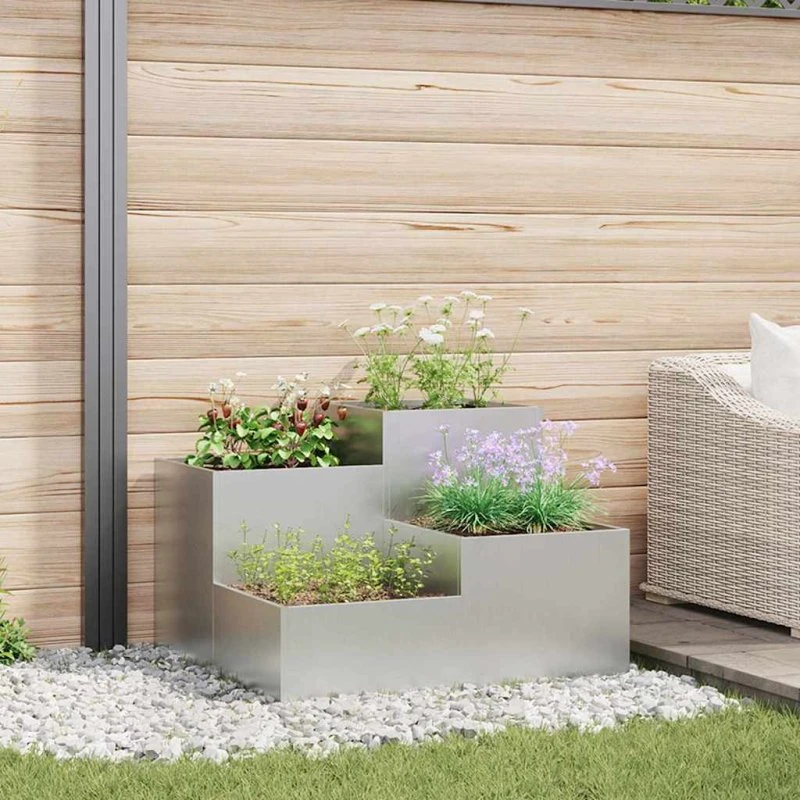 Galvaniseret Plantekasse 100x100x60 cm – Sølv
