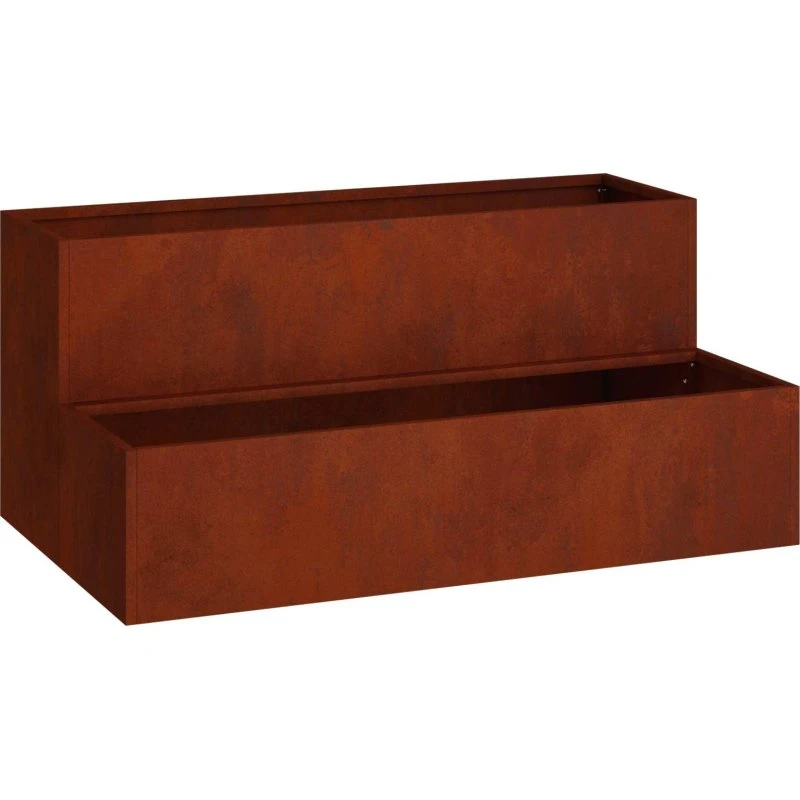 Cortenstål plantekrukke 2-niveau 100x60x45 cm – rusten