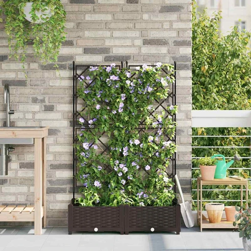 Havekrukke med espalier 2 stk 80x40x125,5 cm - Brun