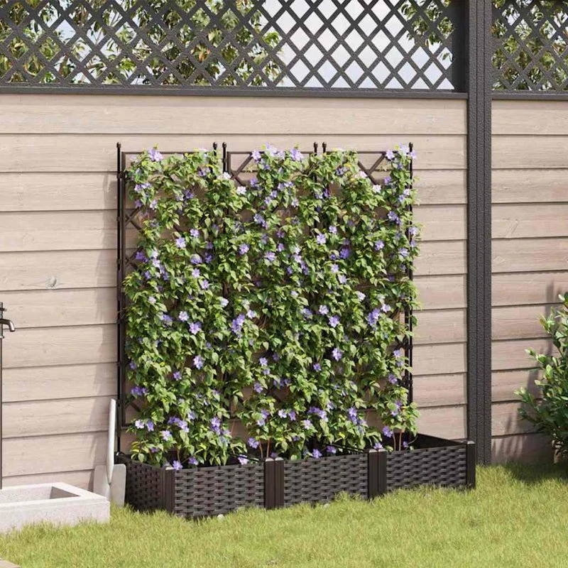Havekrukke sæt 3 stk med espalier brun 120x40x125,5 cm