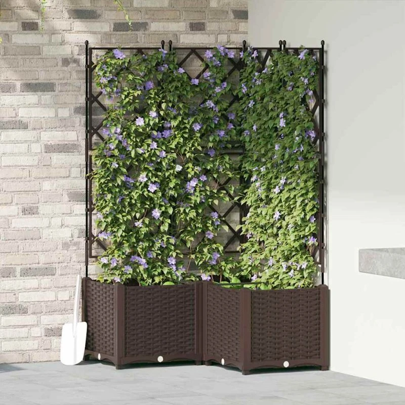 Havekrukker med espalier 3 stk, brun 80x80x143 cm
