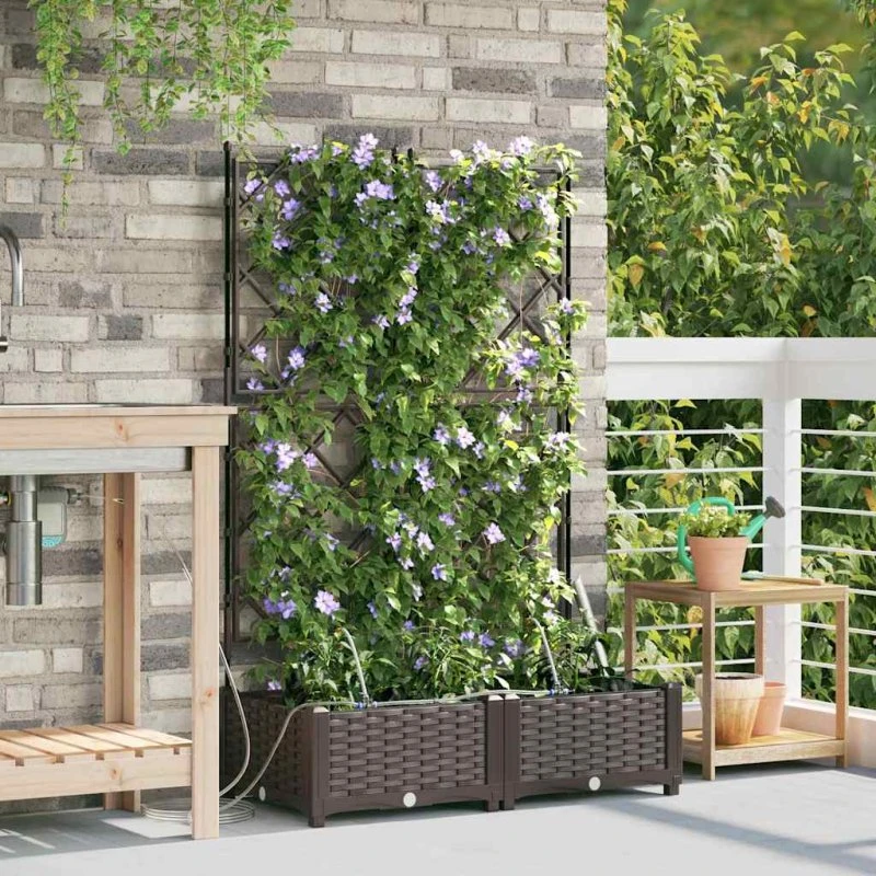 Høj brun plantekasse i stål 80×40×126 cm (2 stk)