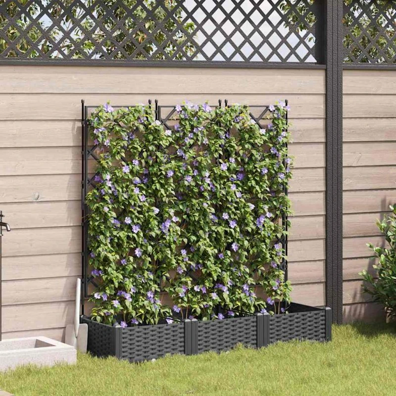 Sort havekrukke med espalier 3 stk 120×40×125,5 cm