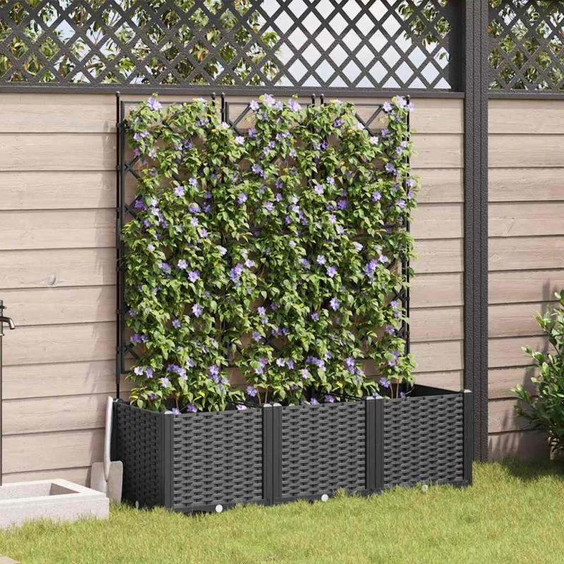 Havekrukke sæt 3 stk med espalier 120x40x143 cm - Sort
