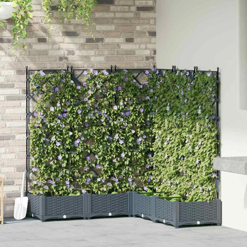 Havekrukker med espalier 5 stk lys grå 120x120x125,5 cm