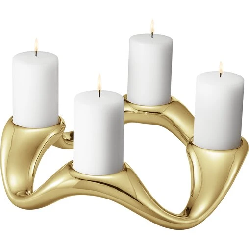 Georg Jensen Cobra rund lysestage, guldbelagt rustfrit stål