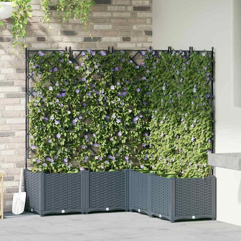 Havekrukker med espalier 5 stk Lysegrå 120×120×143 cm
