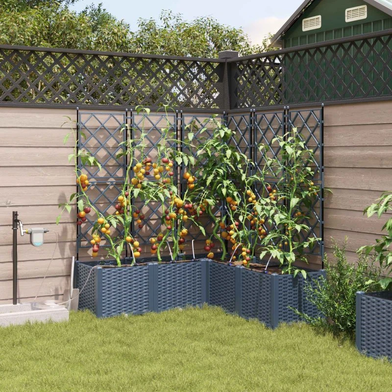 Havekrukke sæt 3 stk med espalier 120x40x143 cm grå