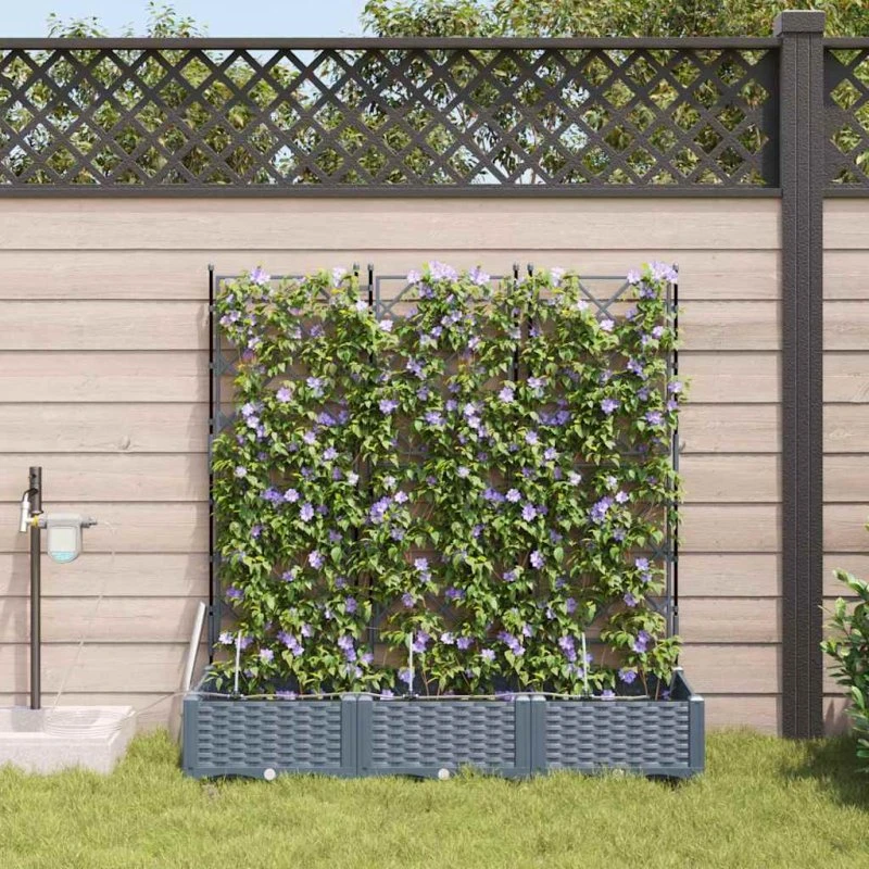 Lysegrå selvvandende plantekasse i stål – moderne design