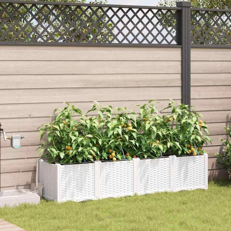Hvid stål plantekasse 160x40x37,5 cm (4 stk)