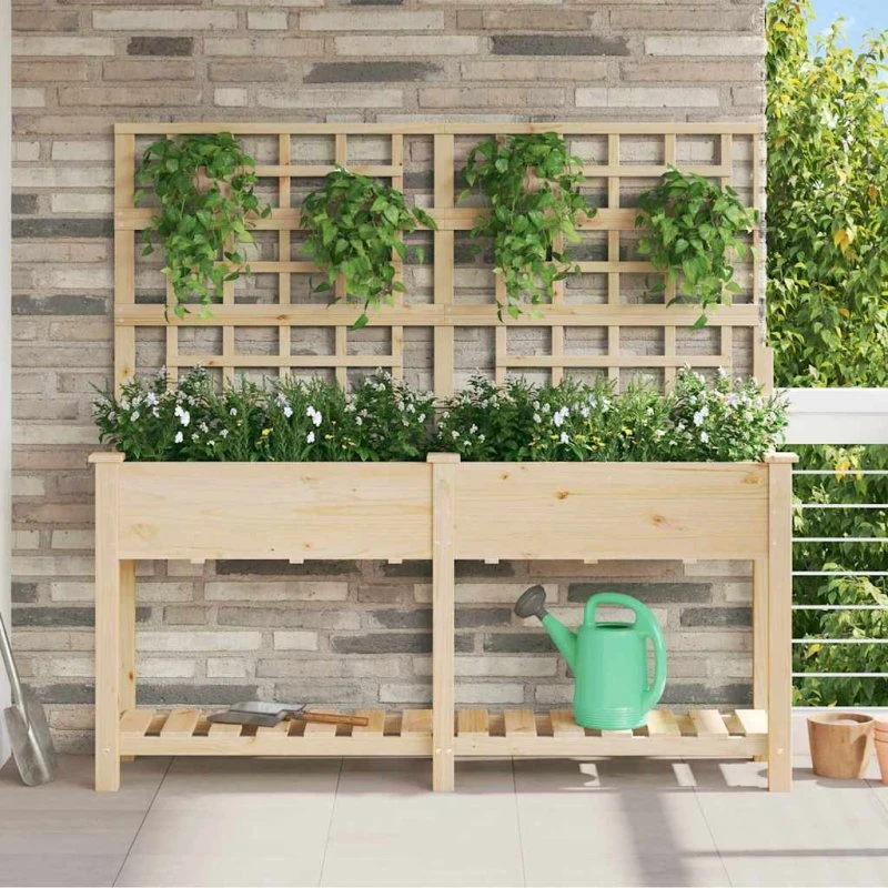 Beige havekrukke i massivt fyrretræ 161x46x152,5 cm