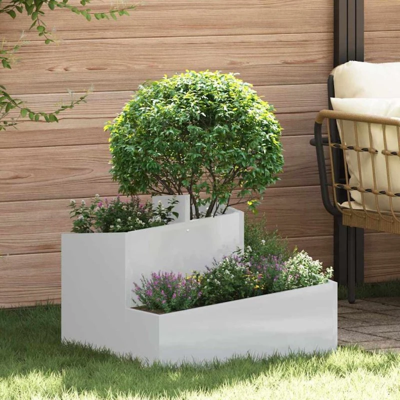 Blomsterkrukke i galvaniseret stål 60×60×50 cm – sølv