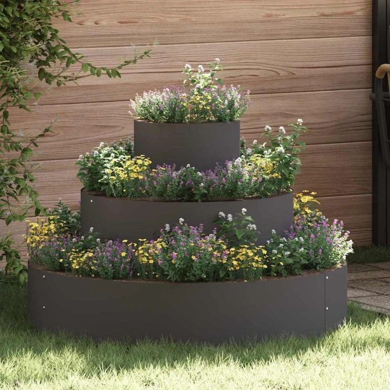 Sort blomsterkrukke i koldvalset stål 90x90x20 cm