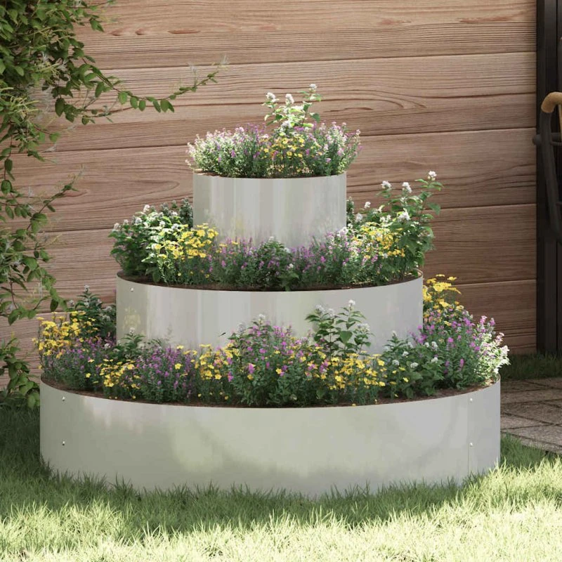 Blomsterkrukke i galvaniseret stål 90x90x20 cm – sølv