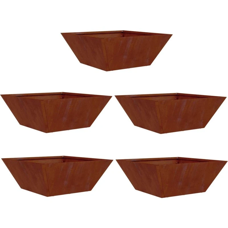 Cortenstål Plantekasser 5 stk 40×40×15 cm – Rusten