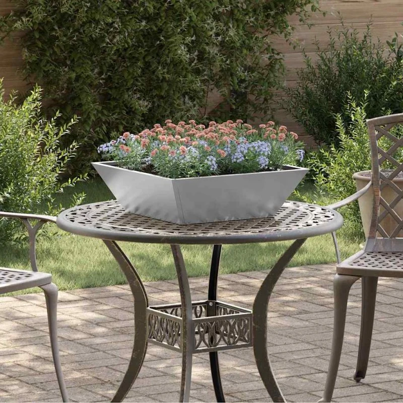 Galvaniseret metal plantekasse 5 stk 50x50x15 cm - Sølv